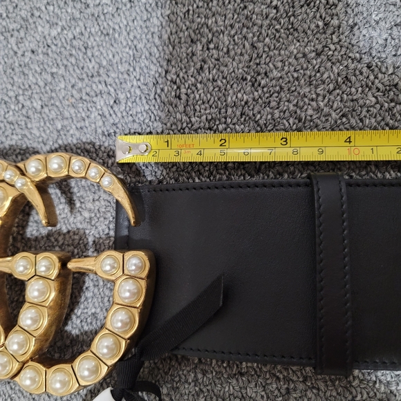 🌟Host pick🌟Authentic Gucci wide leather belt with Double G pearl - Picture 14 of 16